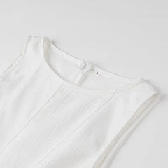 White Sleeveless Mini Dress with Back Zipper