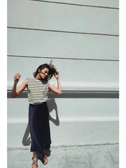 Women Elegant Stripe Printed Maxi Dress