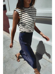 Women Elegant Stripe Printed Maxi Dress