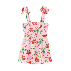 Yellow Fruit Print Backless Mini Dress