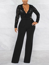 Lace V Neck Belt Jumpsuits