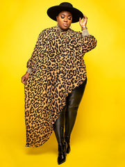 Printed Hem Turtleneck Top