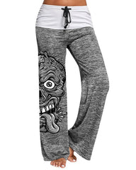Stitching Skull Pattern Printed Active Yoga Pants