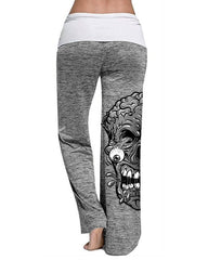 Stitching Skull Pattern Printed Active Yoga Pants