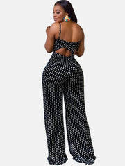 Loose Shoulder Polka Dot Bodycon Jumpsuit