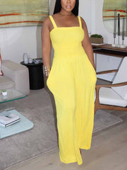 Spaghetti Strap Wide Leg Jumpsuits