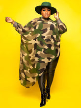 Printed Hem Turtleneck Top