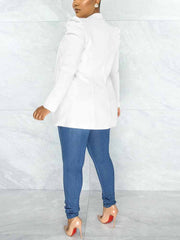 Puff Sleeve Solid Blazer Jacket