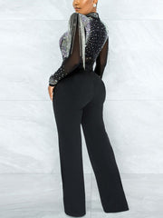 Sparkle Rhinestone Mesh Jumpsuit
