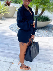 Solid Zipper Lantern Sleeve Romper