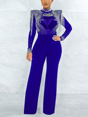 Sparkle Rhinestone Mesh Jumpsuit