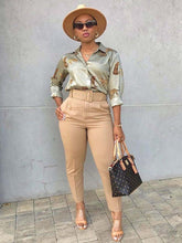 Solid Color Belted Pencil Pants