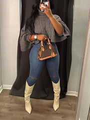 Batwing Sleeve Knit Turtleneck Sweaters