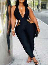 Halter Deep V Neck Jumpsuit