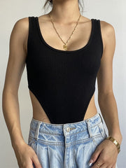 Solid Color Sleeveless Ribbed Bodysuit