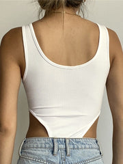 Solid Color Sleeveless Ribbed Bodysuit