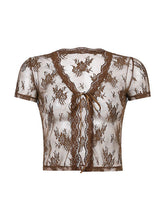 Sheer Mesh Lace Crop Top