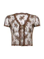 Sheer Mesh Lace Crop Top