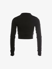 Blurry Long Sleeve Cotton Crop Top