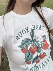 Strawberry Print Crop Top