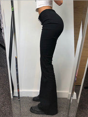 Buckle Belted Flare Leg Pants