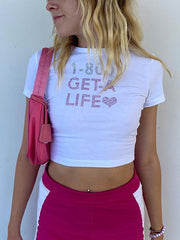 Rhinestone Letter Y2K Crop Top