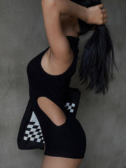 Side Cutout Sleeveless Romper