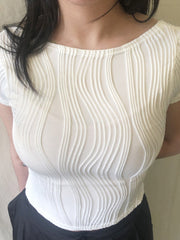 Textured Backless White Crop Top