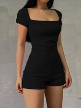 Short Sleeve Black Ribbed Romper