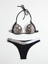 Printed Split Swimwear Snakeskin Stitching Swimsuit Bikini