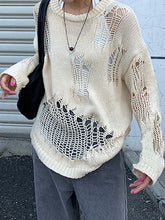 Distressed Crochet Knit Sweater
