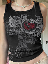 Heart Rhinestone Rib Crop Tank Top