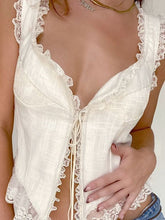 Lace Trim Ruffle Crop Tank Top