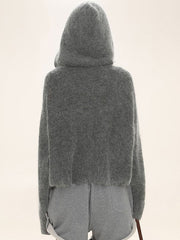 Star Jacquard Zip Up Hooded Knit Cardigan