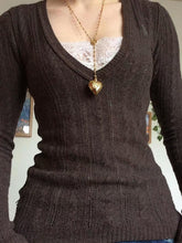 Vintage V Neck Cable Knit Top