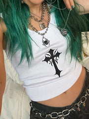 Ribbed Cross Cropped Tank Top