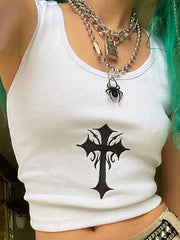 Ribbed Cross Cropped Tank Top