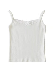 Lace Trim Solid Color Crop Cami Top