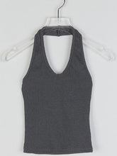 Dark Gray Rib Crop Tank Top