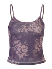 Mesh Floral Crop Cami Top