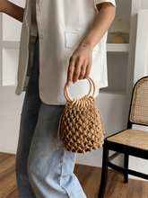 Hollow Out Weave Handle Clutch Bag