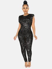 Sequins Solid Color Jumpsuit