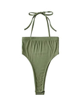 Solid Color Slash Halter Bodysuit