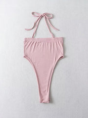 Solid Color Slash Halter Bodysuit