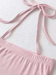 Solid Color Slash Halter Bodysuit