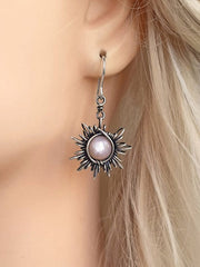 Boho Sun Moon Pendant Stud Earring