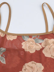 Printed Mesh Crop Cami Top