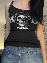 Punk Skull Printed Cropped Tank Top