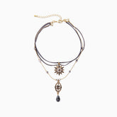 Charm The Party Rhinestone Pendant Layered Necklace - Black