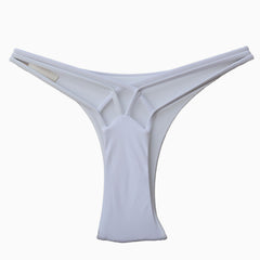 Cut Out Crisscross Strappy Bikini Thong Bottom - White